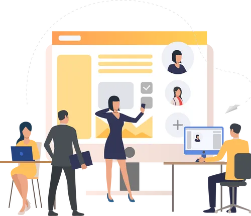 Illustration of recruitment team finding candidates